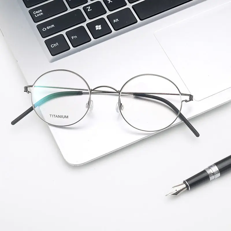 46 Small Titanium Round Glasses Frame Men Ultrlight Screwless Eyeglasses Denmark Brand Fashion Designer Morten Spectacle Frames