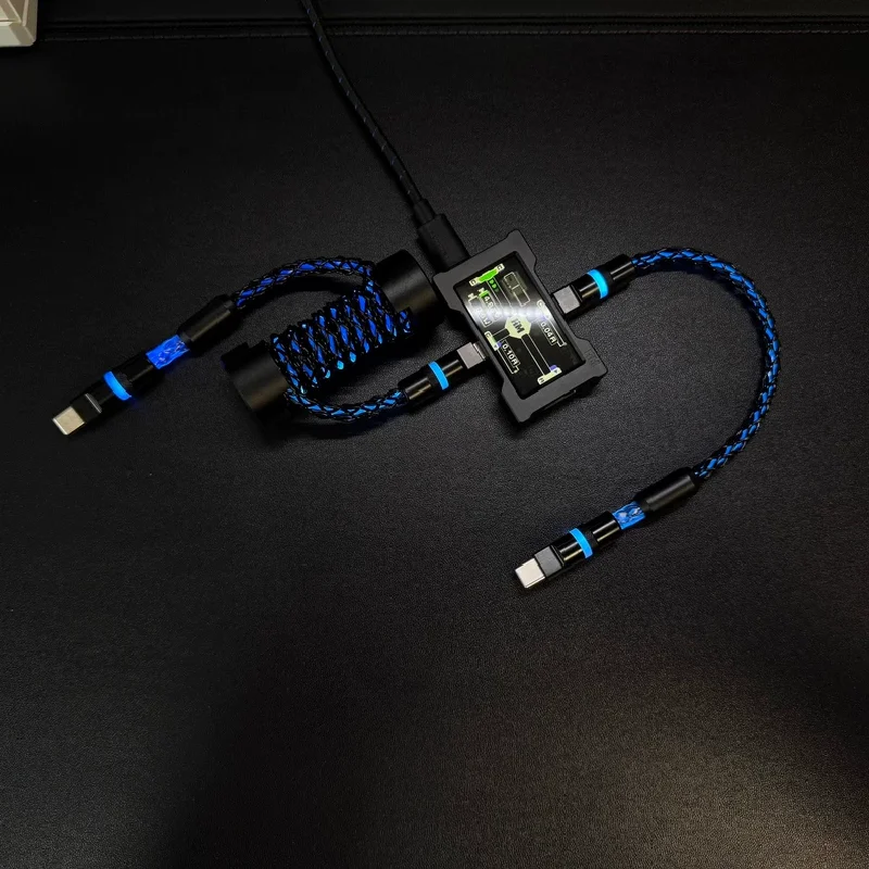 Chuan Valley 8k Mechanical Keyboard Cable Hmhub Dedicated Data Cable Custom Usb-typec Black Ice Blue Spiral Short Cable