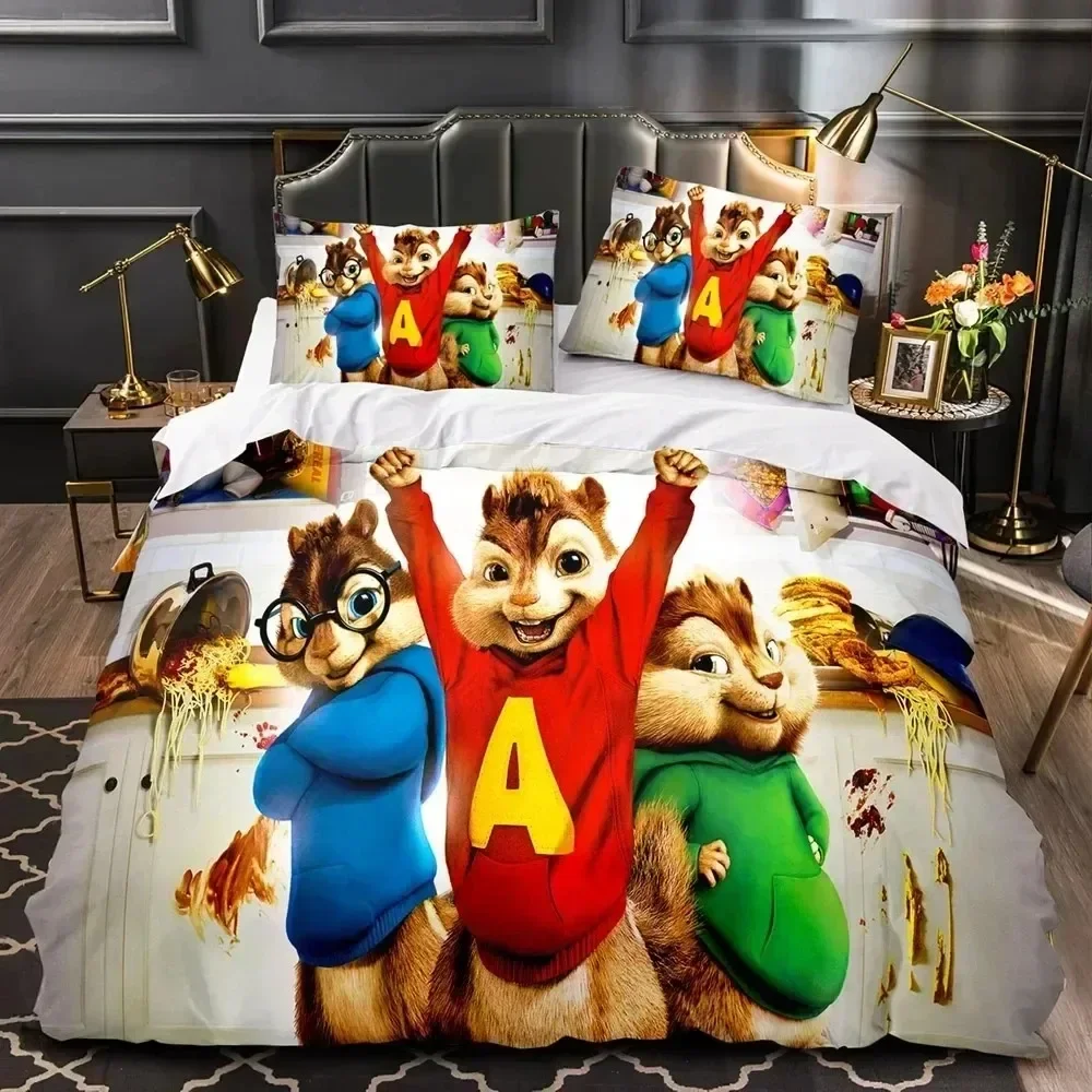 Luxury New 3D Print Cartoon Chipmunks Alvin Bedding Set Duvet Cover Bed Set Quilt Cover Pillowcase king Queen Size Boys Adult 6