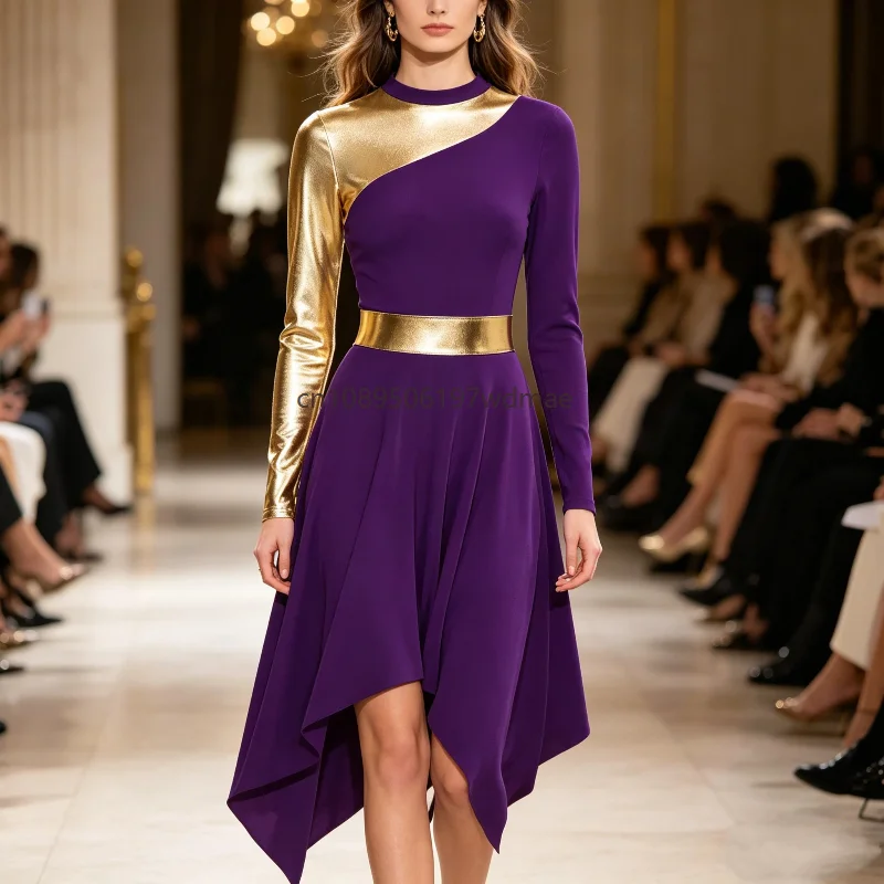 

Elegant Modern Lyrical Dance Leotard Dress Long Sleeve Irregular Hem Tunic Dresses Waltz Ballroom Praise Cosplay Costume