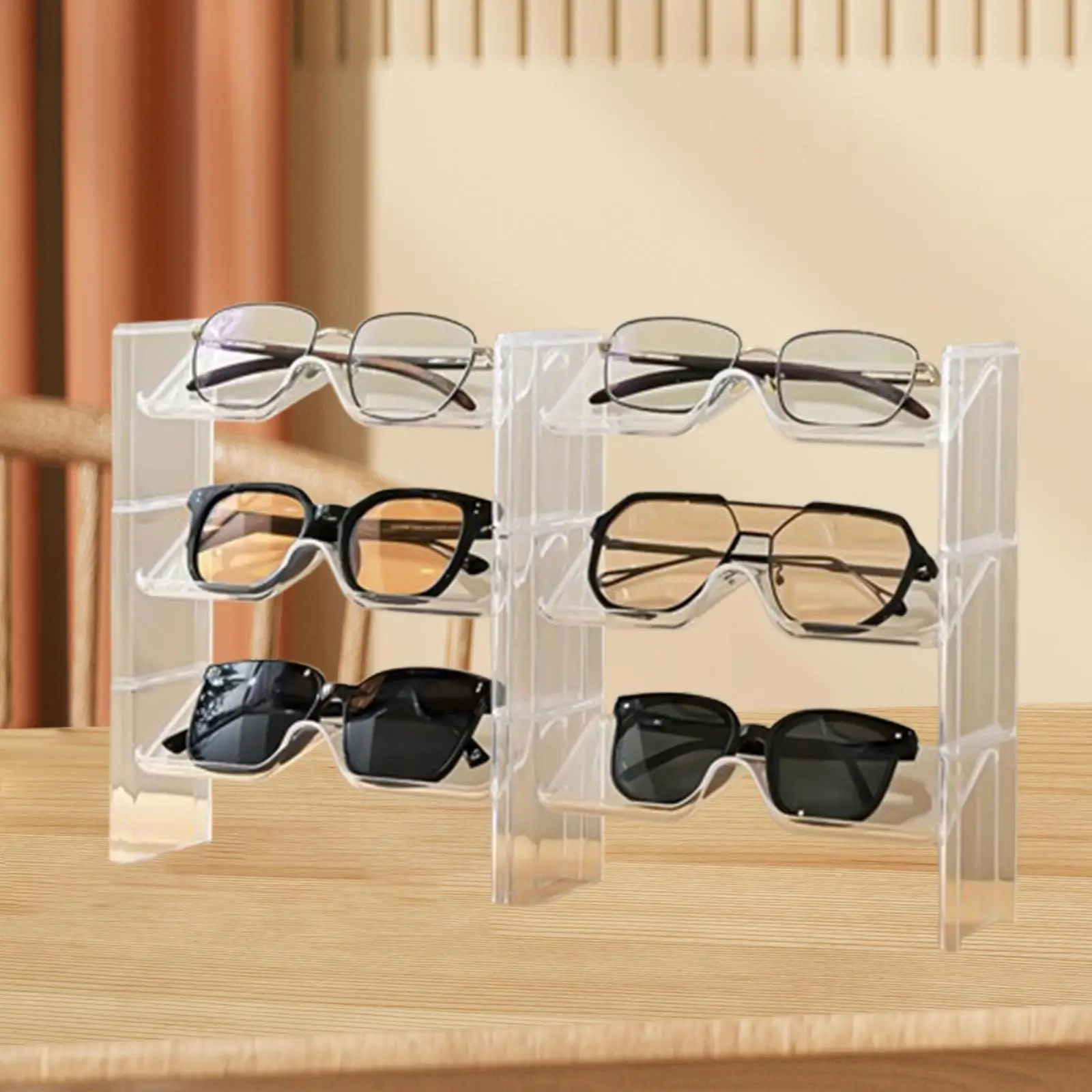 2x Sunglass Holder Fitments Stackable Glasses Holder Eyeglass Storage Rack for Retail Shop Desktop Showcase Hair Accessories