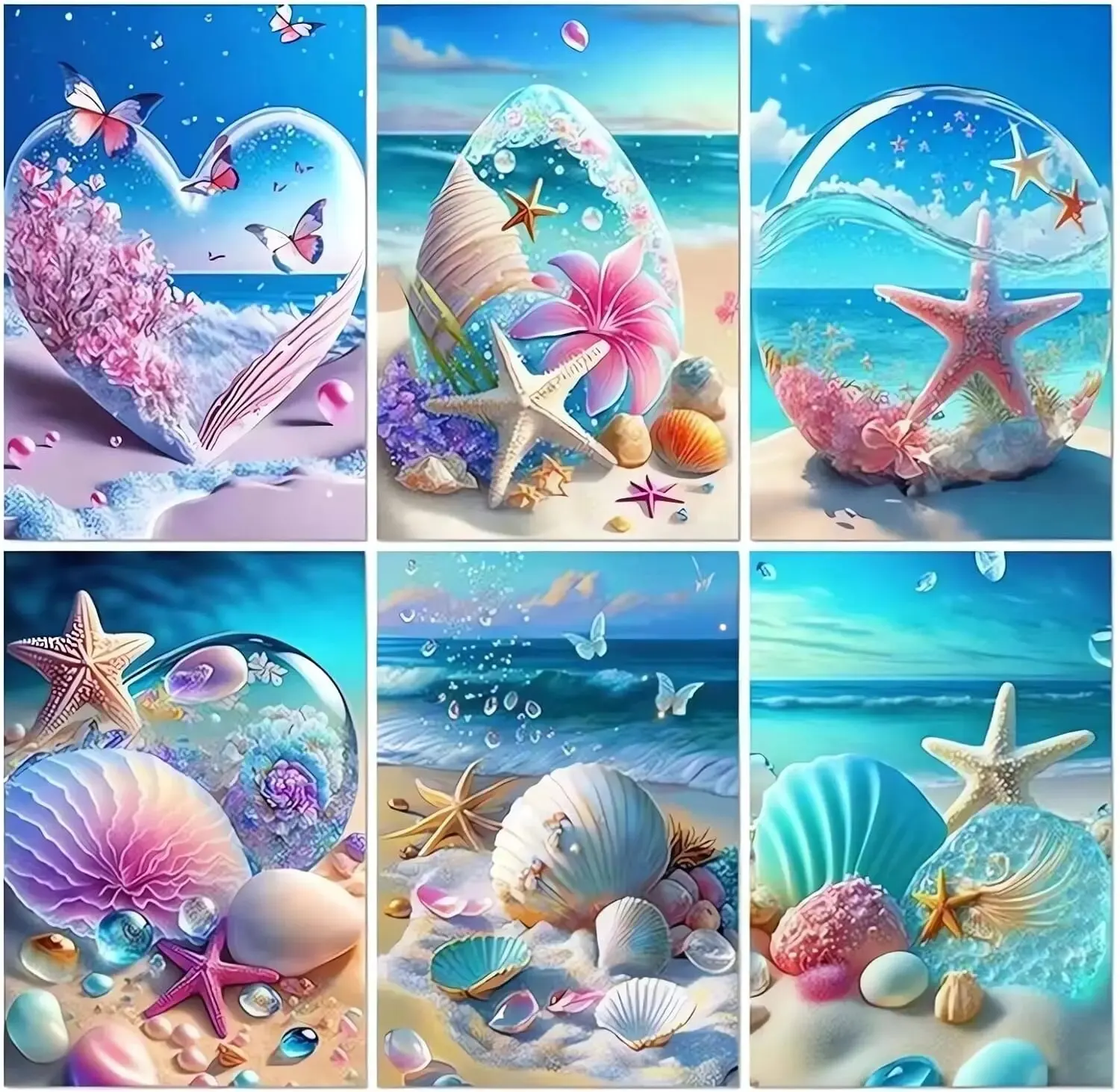 Starfish 5D Diamond Painting Fantasy Shell Seaside Scenery Full Diamond Embroidery Mosaic Cross Stitch Kits Bedroom Home Decor