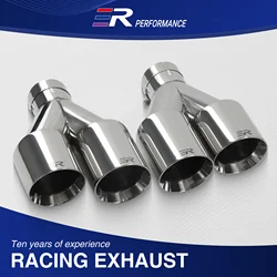 Exhaust Racing Car modify Exhaust Tips double Exit Exhaust Pipe Nozzle Decoration two-tier Stainless tail Pipes Muffler