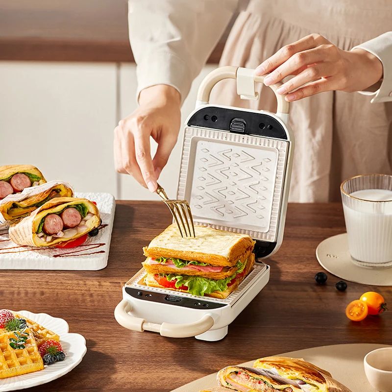 Multifuncional Electric Sandwich Maker, máquina de waffle, pequeno-almoço torradeira, Baker torradeira, máquina do pequeno-almoço, Takoyaki, panqueca, Donuts, Sandwichera, 220V