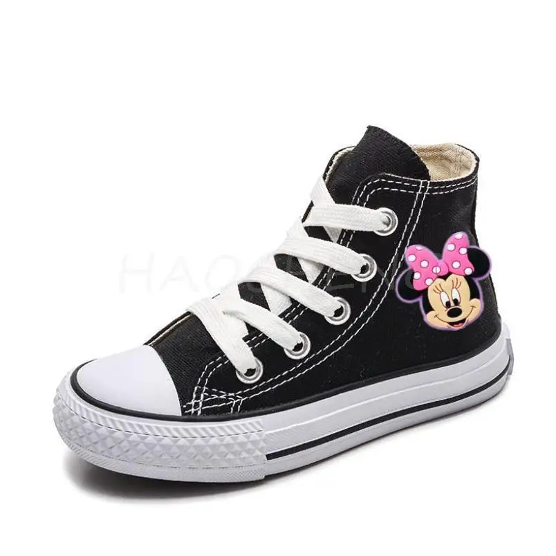 Children\'s High-top Canvas Shoes Girls Mickey Mouse princess canvas shoes children sneaker Cartoon soft casual shoes Size 20-38