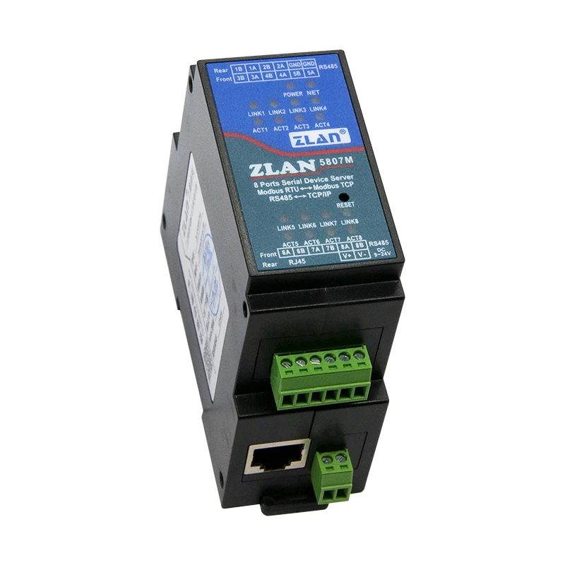 8 خادم تسلسلي 8 RS485 متعدد المسلسل إلى إيثرنت Modbus بوابة MQTT السكك الحديدية JSON وحدة RTU إلى TCP