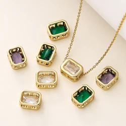 4/6Pcs 18K Gold Color Plated Brass Zircon Ellipse Cuboid Heart Beads for DIY Bracelet Necklace Jewelry Making Accessories
