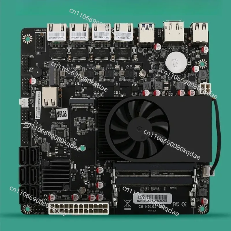N5105 Industrial Mainboard, 4C 4T Low‑Power, Quad 2.5G I225 Network, 2 M.2, 6 SATA, DP HD Video Port