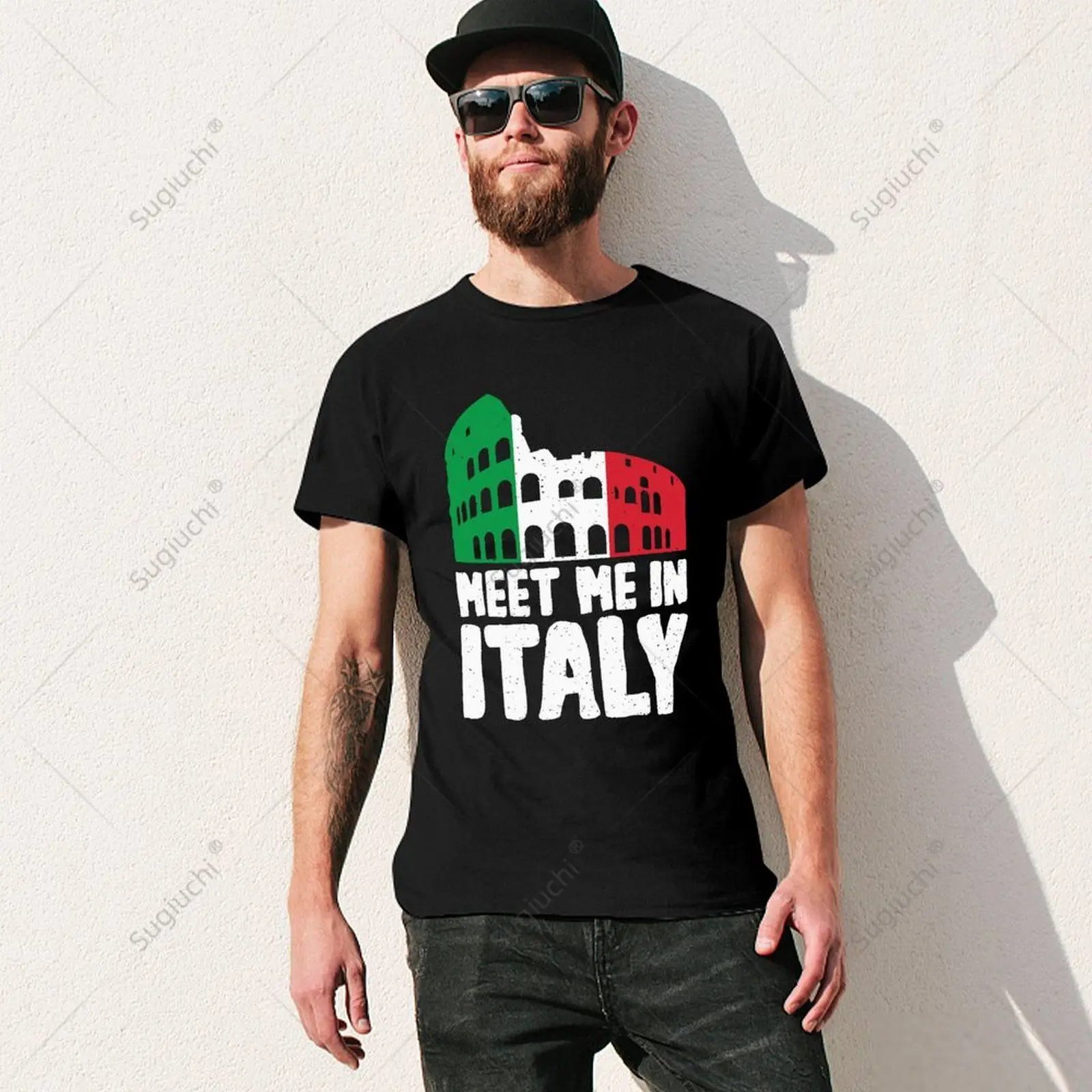 Unisex Men Meet Me in Italy Tshirt Tees T Shirts Women Boys 100% Cotton T-Shirt