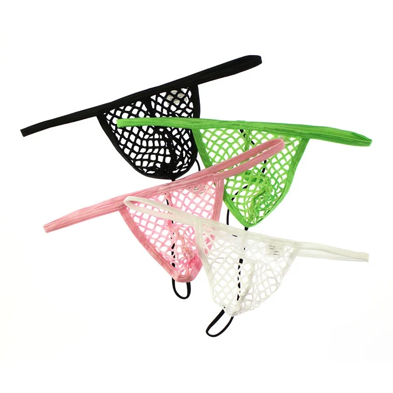 4PCS Men's Panties Underwear Sexy Thongs Hot Transparent Men Mesh Thongs Panties G String T-back Jockstrap Erotic G-String