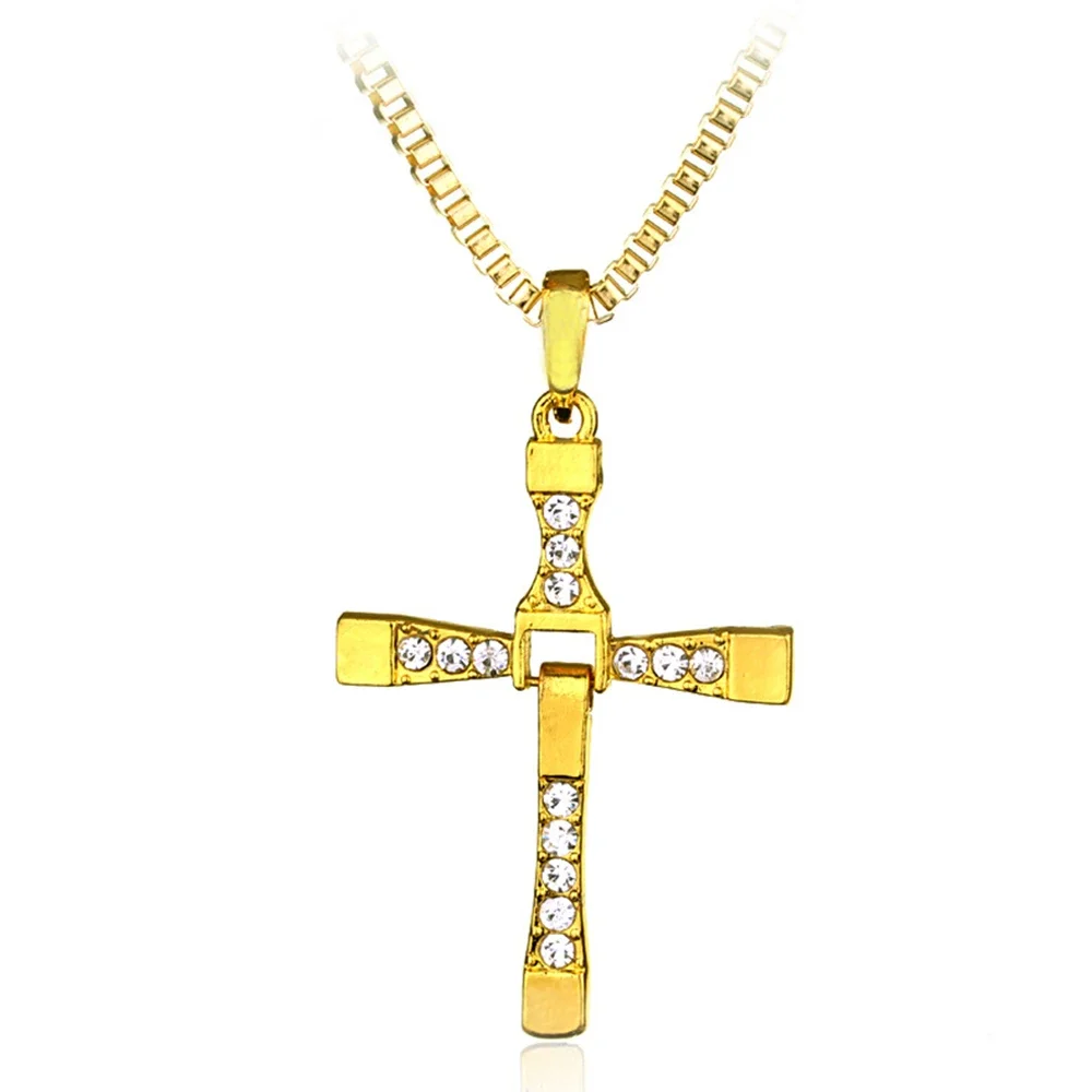 Stainless Steel Chain Gold Sliver Color Cross Pendant Necklace Women Women Hangle Activity Male Gift Jewelry Wholesale