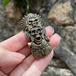1 Set Indian Chief Skull Paracord Bracelet Buckle DIY Pendant Brass Antique Knife Lanyards Charms Woven Accessories Outdoors EDC