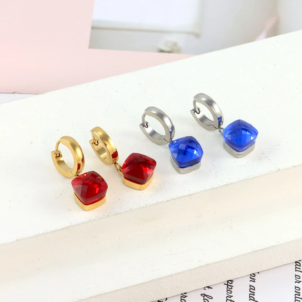 High Quality Stainless Steel Fashion Jewelry Pretty Candy Style Pendant Crystal Drop Earring For Women Girl Party Wedding Gifts