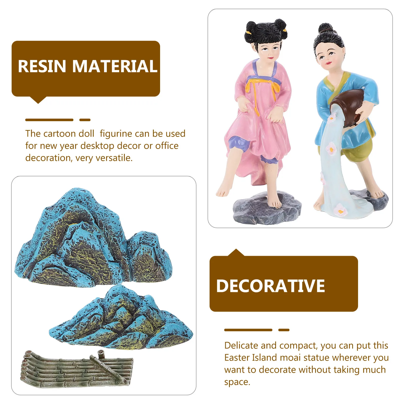 1Set Chinese Style Resin Craft Retro Suit Woman Ornament Novel Desktop Decoration Creative Home Office Decor Chinese Figure