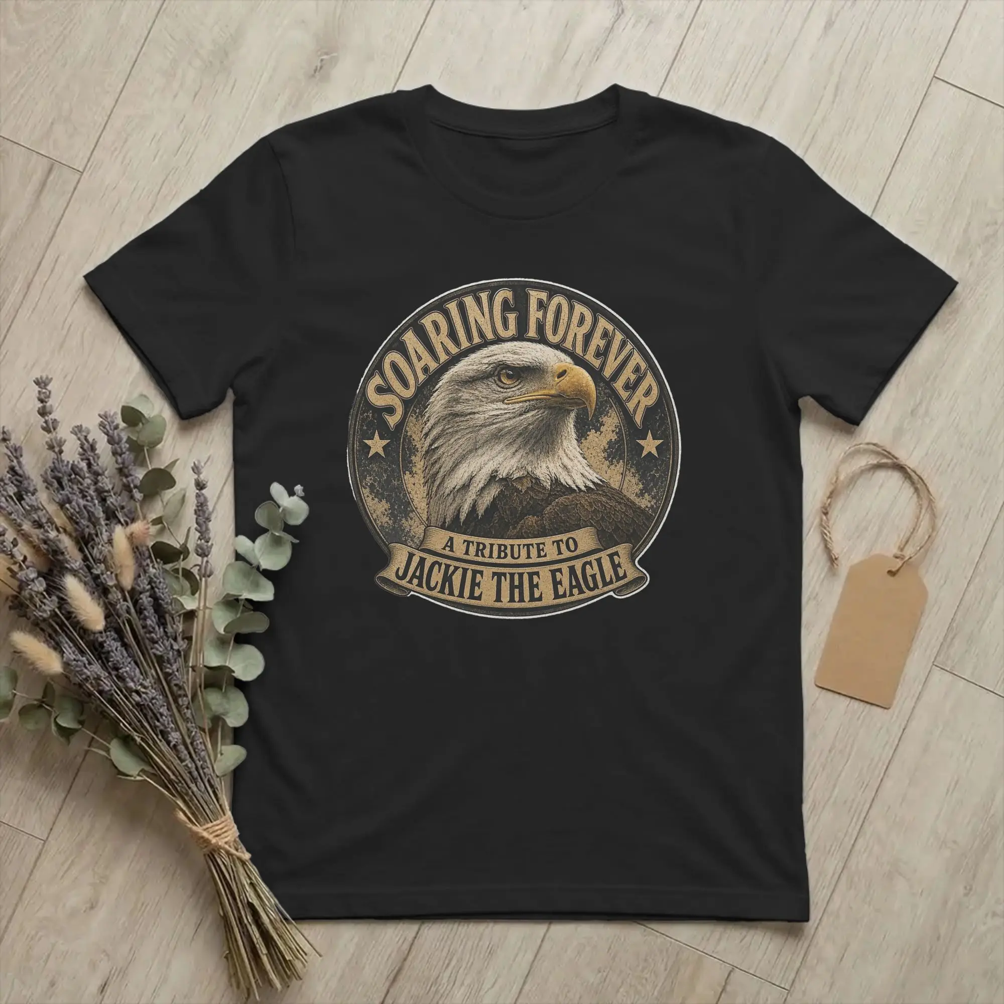 Retro Soaring Forever – A Tribute to Jackie the Eagle T-Shirt Men 100%Cotton Short Sleeve  Crewneck Summer Tops