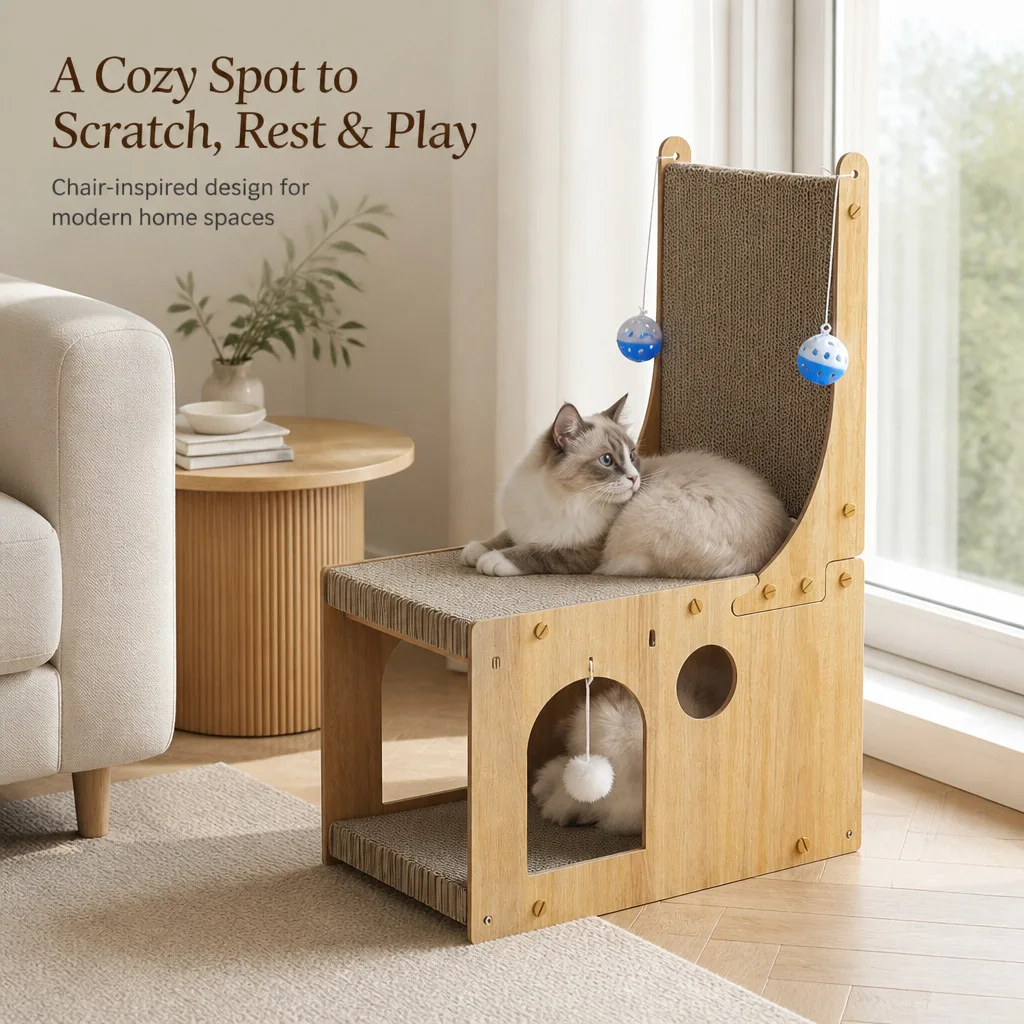 L Vertical Scratching Board Claw Grinding Self Entertainment Toy With Teasing Cat Ball