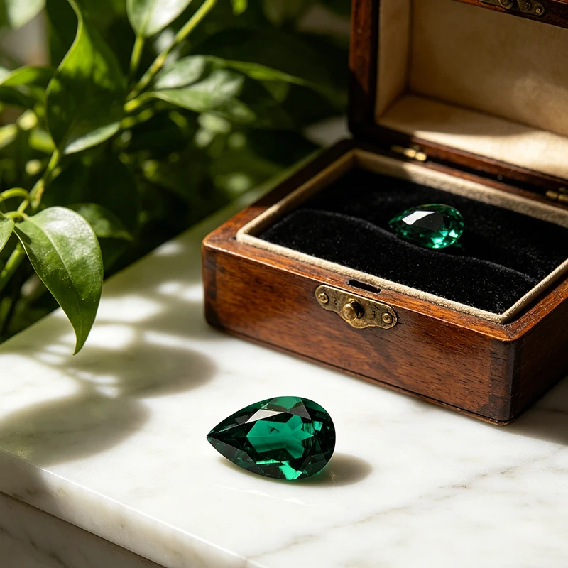 

Hydrothermal Pear Cut Synthetic Zambian Emerald Stone Diamond Lab Grown Loose Gemstones Top Quality with AGL Certificate
