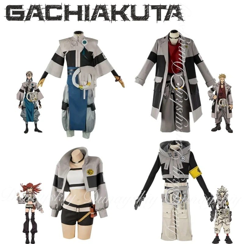 

GACHIAKUTA Anime Ludo Enjin Zanka Riyo Reaper Cosplay With Four Characters Clothes And Four Wigs Cosplay Costume Anime Full Suit