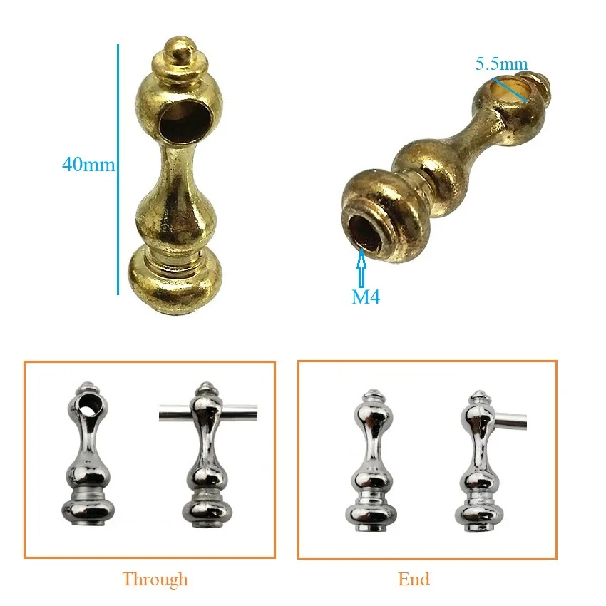 Zinc Serving Cart Shelf Rail Spindle Stand Silver Gold Black