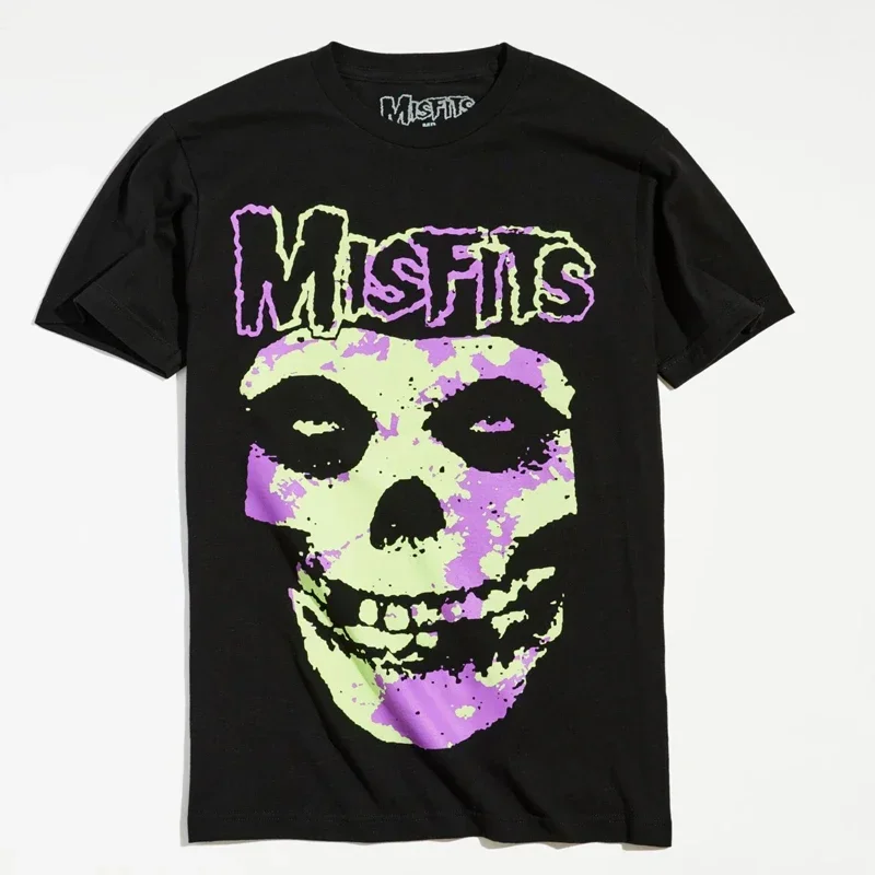 New Fashion Misfits Punk Style Tshirt Retro Street Skull Pattern Men's T-shirt