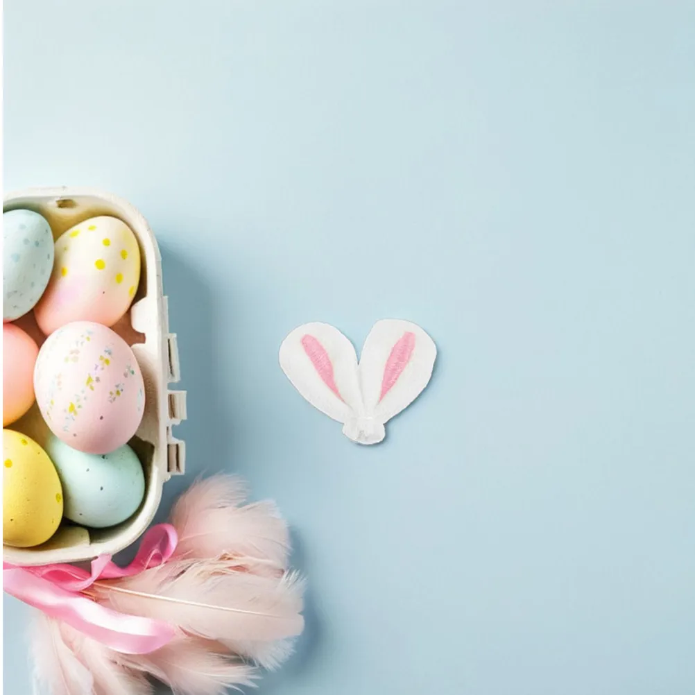 50Pcs Easter Bunny Ear Hair Clips DIY Kit Fabric Rabbit Ear Charms for Hair Ties Headbands Cosplay Party Supplies Crafting Fun