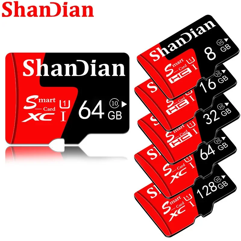 SHANDIAN Red TF Smart SD Car CD Player Memory Capacity Expansion 8GB 16GB 32GB 64GB 128GB Free Gift Comes with SD Card Adapter