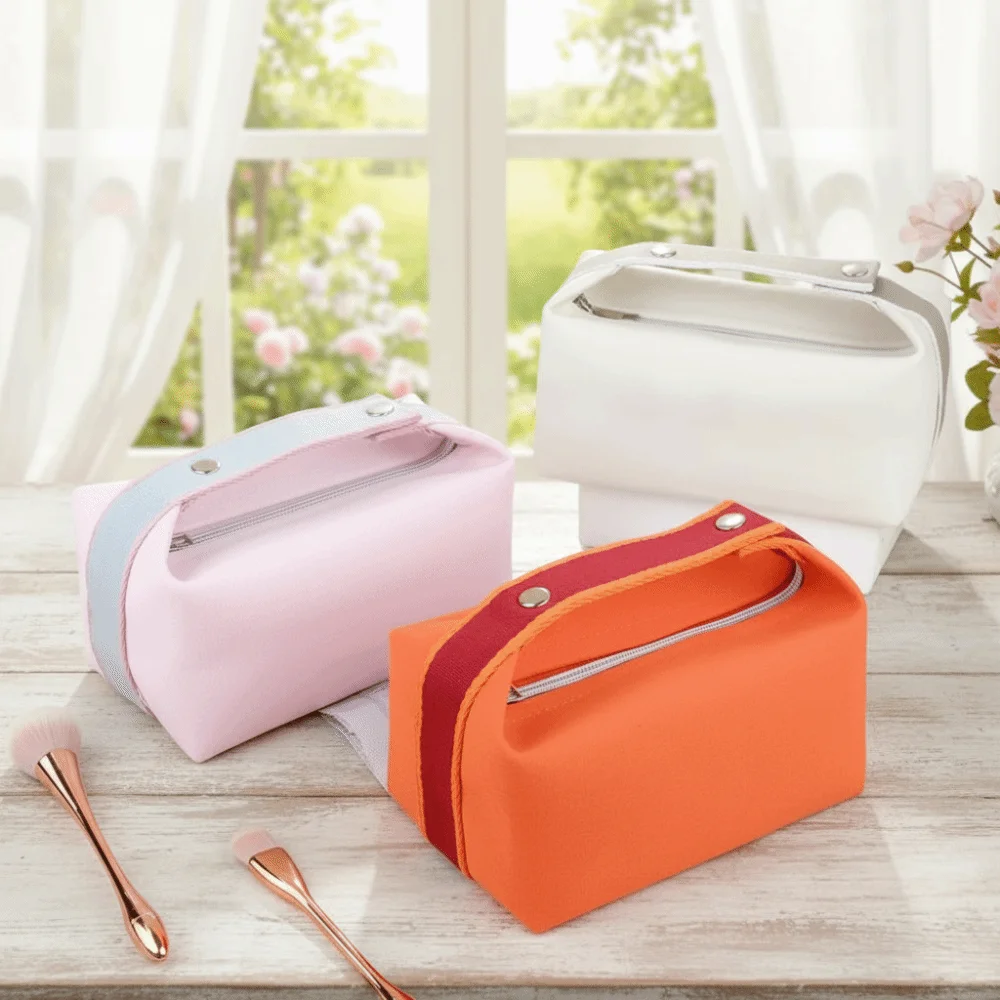 Fashionable Large Capacity Cosmetic Storage Bag Canvas Handheld Makeup Pouch Portable Makeup Organizer Travel