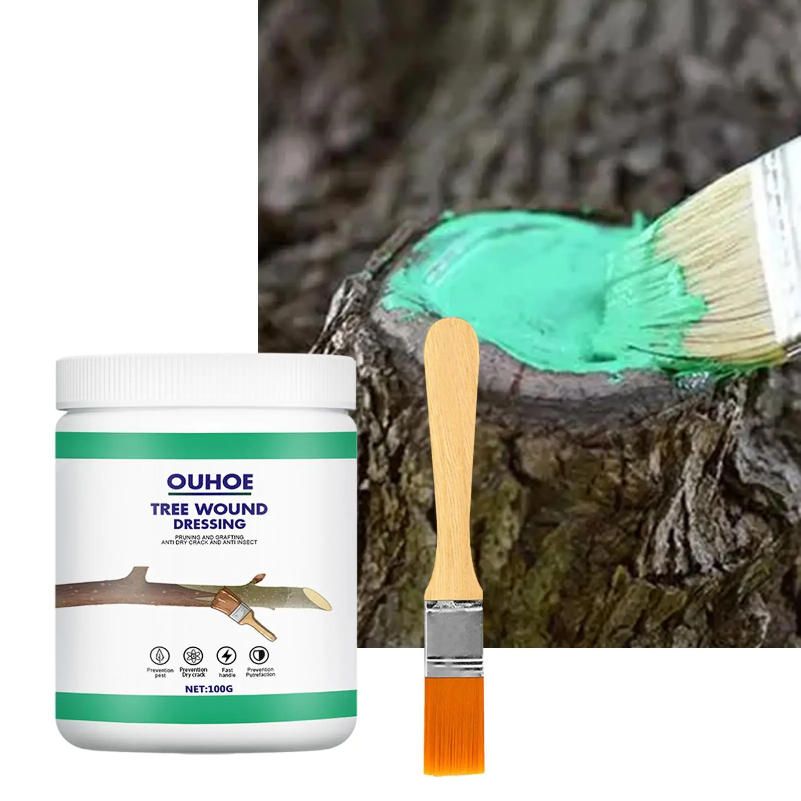 Tree Wound Sealer Multifunctional Bonsai Cut Wound Paste Smear with Brush Tree Repair Portable for Gardening Plant Pruning