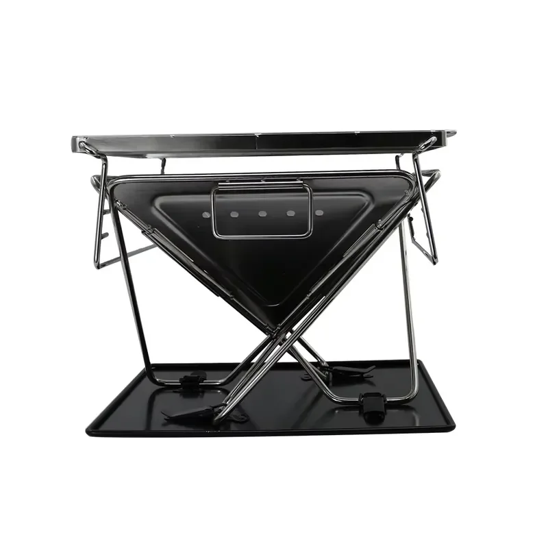 Stainless Steel Portable Travel Folding BBQ Grill with Carrying Bag for Camping, Picnic, Outdoor (Silver)