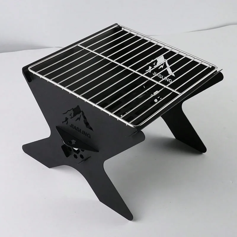 Camping Campfire Grill, Portable Folding Charcoal Grills, Backpacking BBQ Grill, Heavy Duty Firepit Grill With Carry Bag For Outdoor Cooking, Bonfire, Patio, Backyard