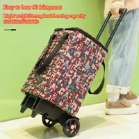 Portable Folding Shopping Cart Scalable Lightweight Grocery Cart Household Express Pulling Trailer Waterproof Grocery Pull Dolly