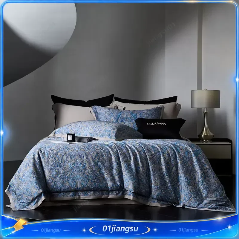 Svetanya Egyptian Cotton Bedding Set Ethnic Print Duvet Cover Sheet Pillowcase Soft Breathable Bed Linens Home Textile Decor