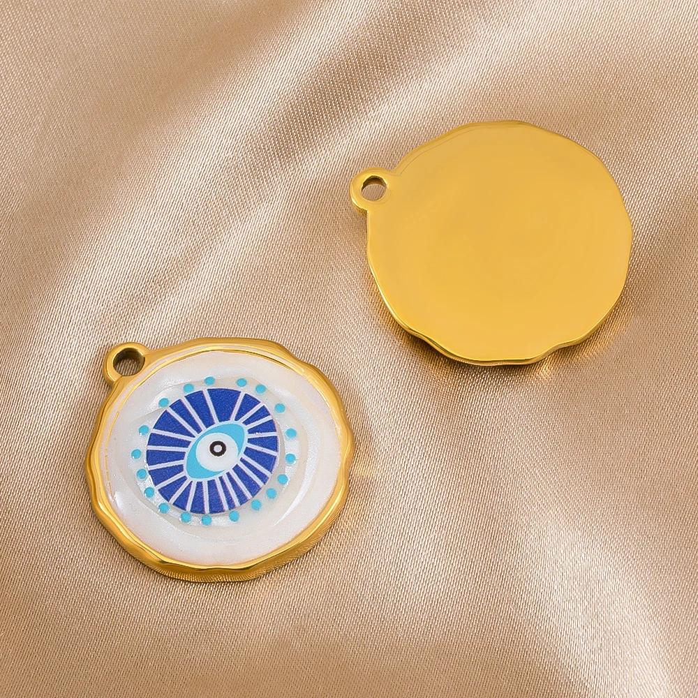 

2 шт., подвески от сглаза из нержавеющей стали с синей эмалью, разнообразные подвески для самостоятельного изготовления ювелирных изделий, ожерелье, аксессуары, оптовая продажа