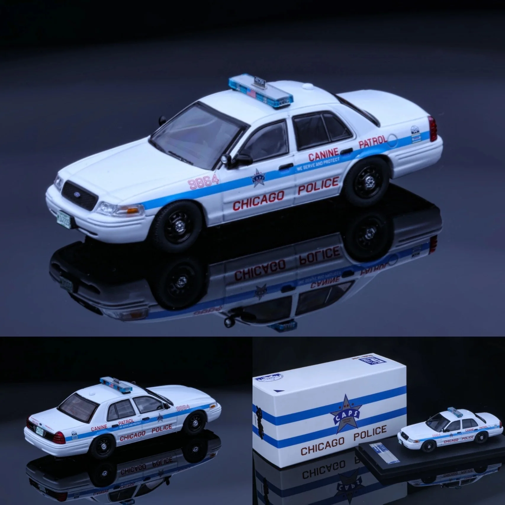 Rollin 1/64 CPD Chicago /Oregon Patrol Car Victoria Crown Alloy Car Model