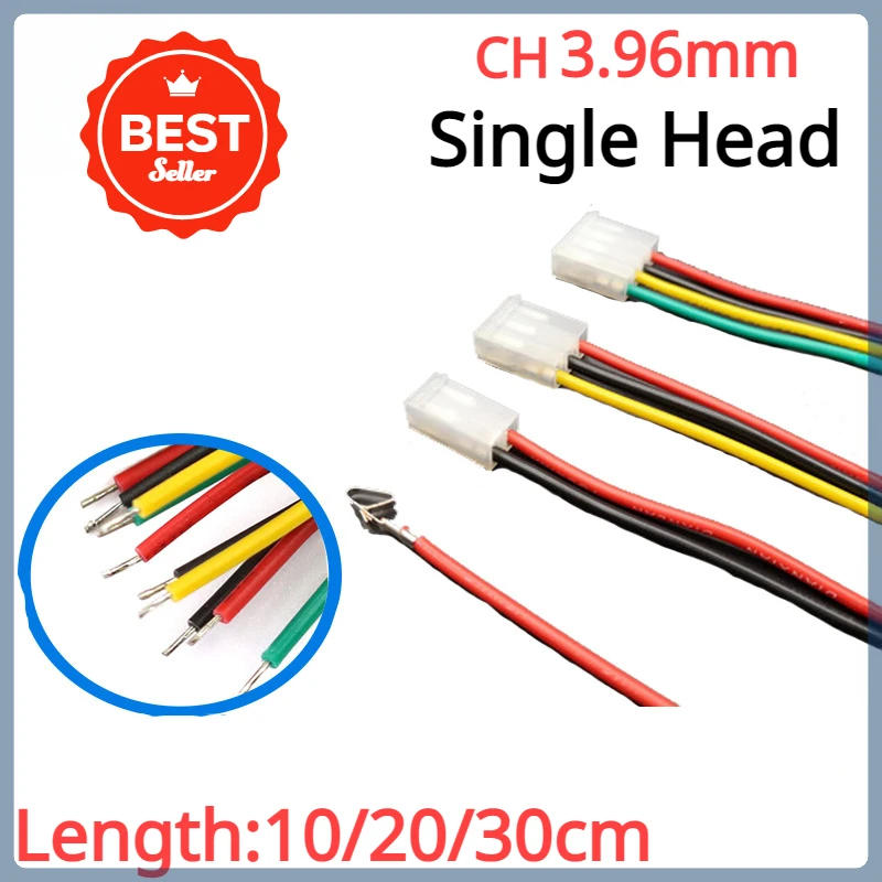 5Pcs/lot CH3.96mm 2/3/4/5/6/7/8/9/10 Pin 3.96mm Female Housing Plug Connector with Wire 22AWG 10-30cm Single Head Tinned Cable