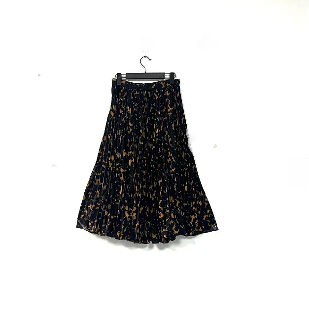 Dave&di Skirt Woman Clothing Faldas Skirts Elegant Leopard Print Pleated Skirt