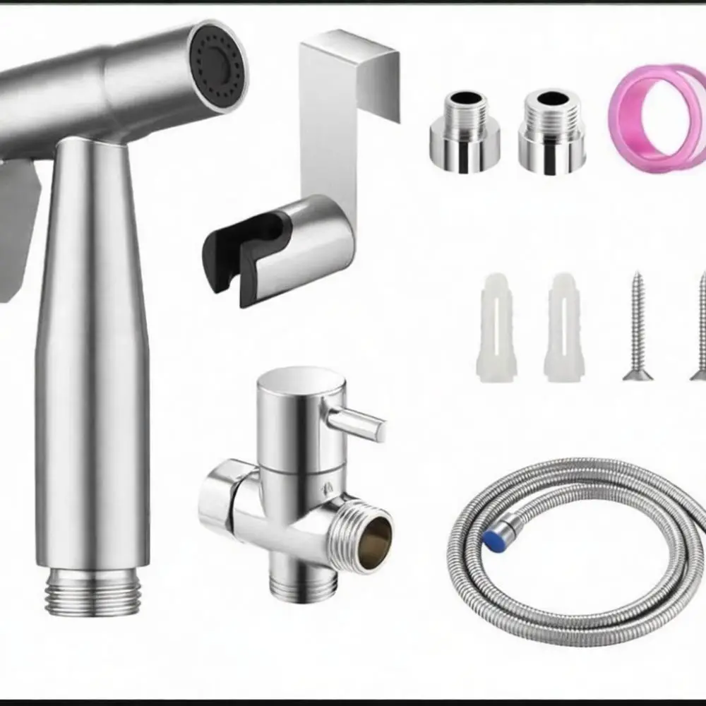Toilet Bidet Spray Angle Valve One In Two Out Diverter Copper Bathroom Sprayer Kit Modern Handheld Cleaning Shower Head