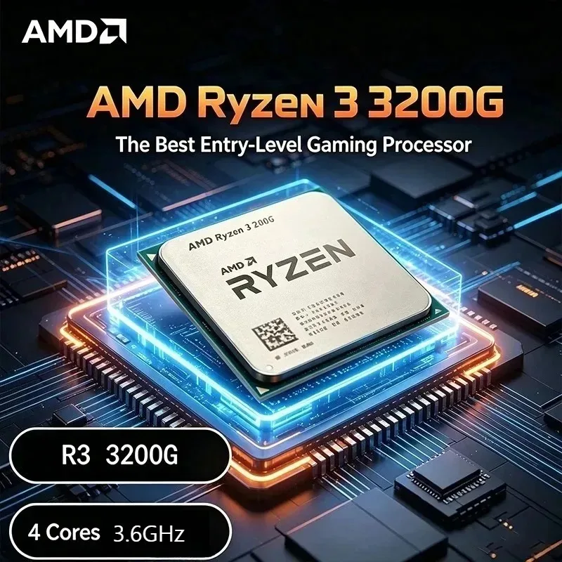 Best Entry-Level Gaming AMD Ryzen 3 R3 3200G 3.6GHz Quad-Core 65W AM4 CPU 100% Brand New Original Processor