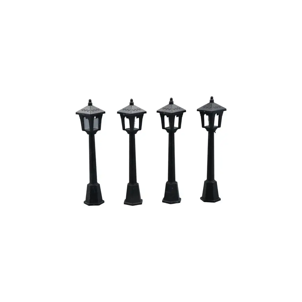 4pcs Post Lights Miniature Street Light Artificial DIY Dollhouse Street Lamp Miniature Creative Plastic Dollhouse Street Light