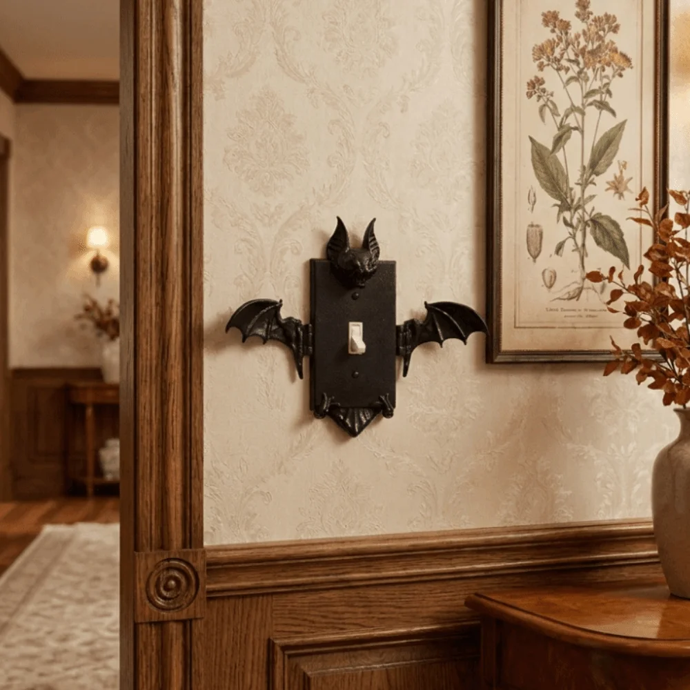 3D Printed Bat Light Switch Guard Covers Creative Movable Switch Frame Cover Gothic Style Plastic Bat Wall Decor Living Room