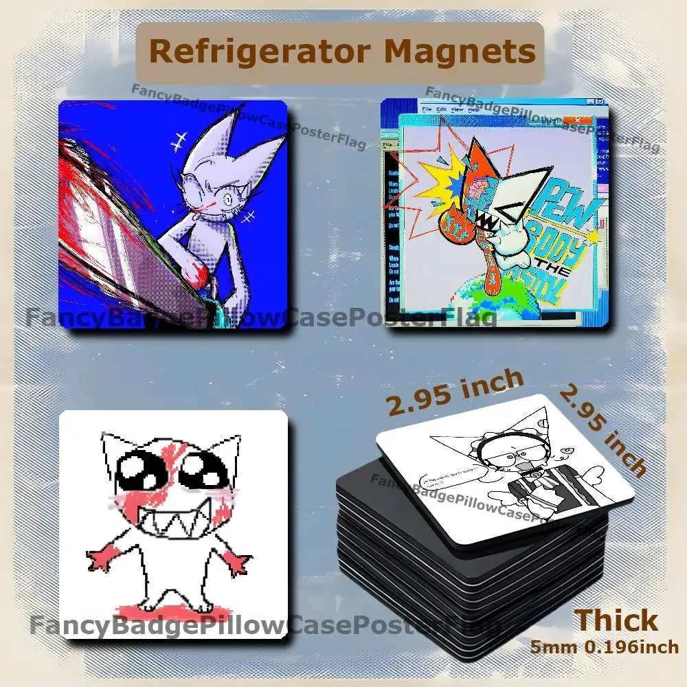 F-FEMTANYL MAGFEST 75mm Frigerator Magnet Square Stickers Personalize Fridge Refrigerator Wall Door Decoration