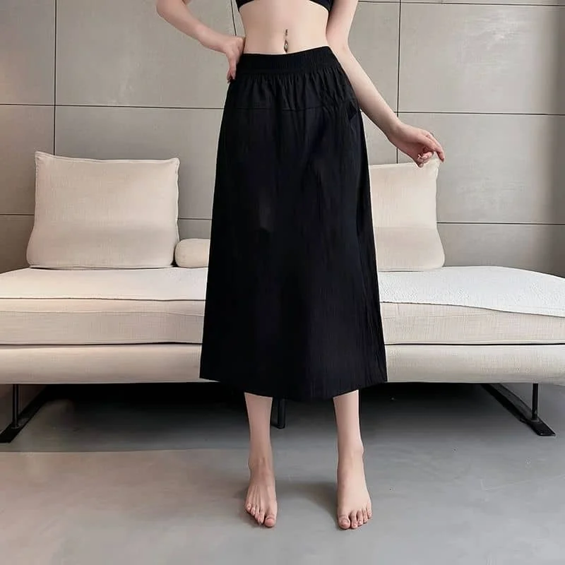 Invisible Zipper Open Crotch Cargo Wide Leg Casual Black Skirted Pants Women High Waist Sweatpants