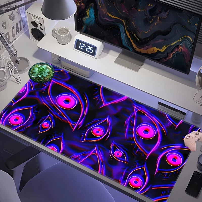 

XXL Purple Evil Eyes Gaming Mouse Pad Stitched Edge Non-Slip Rubber Base Large Desk Keyboard Mat for PC Laptop Gaming Office 1PC