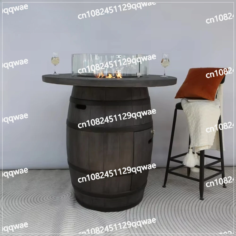 Terrace Bar Fire Table Gas Pit Hotel Outdoor Country Barrel Fire Table