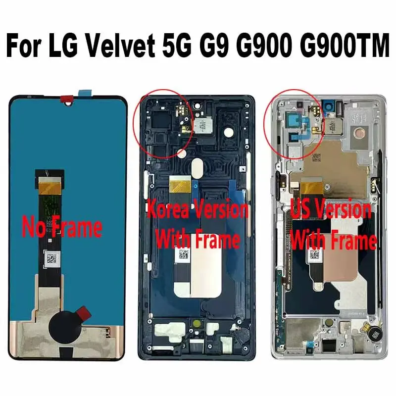 

For LG G9 G900 G900TM G900EM LM-G900N G910EMW LCD Display Touch Screen Digitizer Assembly For Velvet 5G UW G900V