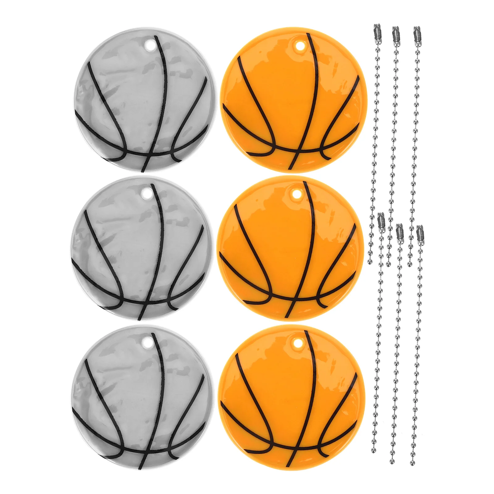 

6pcs Reflective Basketball Pendant Glow In The Dark Keychain For Backpacks Clothes Bicycles Safety Warning Accessories