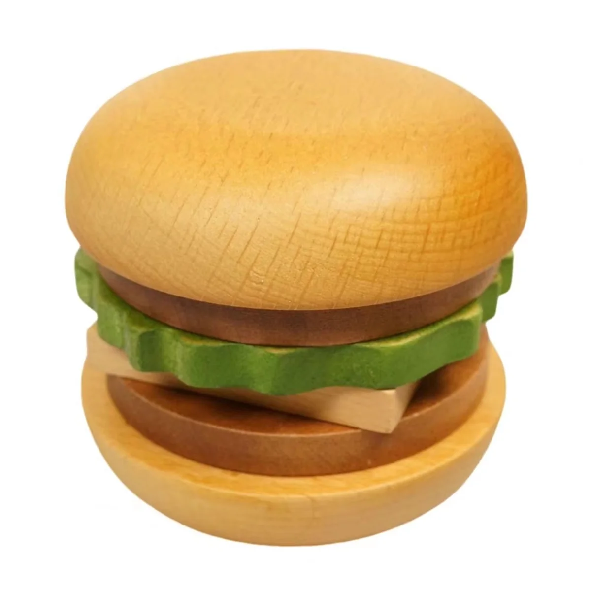 Деревянный набор подставок в гамбурге, поднос для чашек из цельного дерева для закусок, десертов, противоскользящие, изолированные коврики для чашек в форме гамбургера