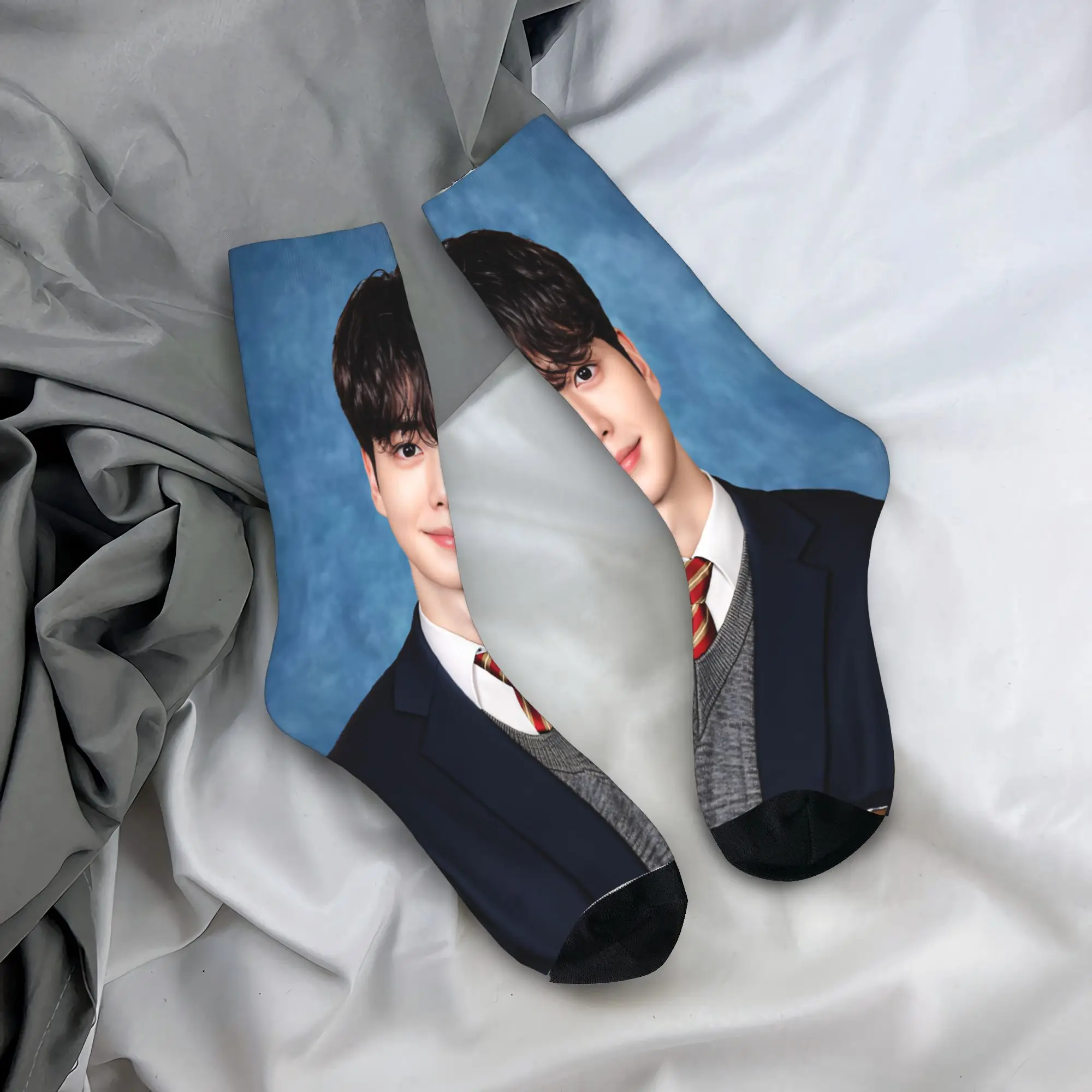 Men Socks Kdrama Four Hands Two Sonatas  Stockings Anti Skid Soft Breathable Socks Autumn Novelty Design Running Sports Socks