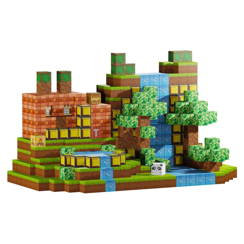 150 SZT. Magnetyczny Wiatrak Wodospad Domki - Magnetyczne Zabawki Montessori dla Maluchów na Prezent Świąteczny Urodzinowy - Zabawki Sensoryczne STEM