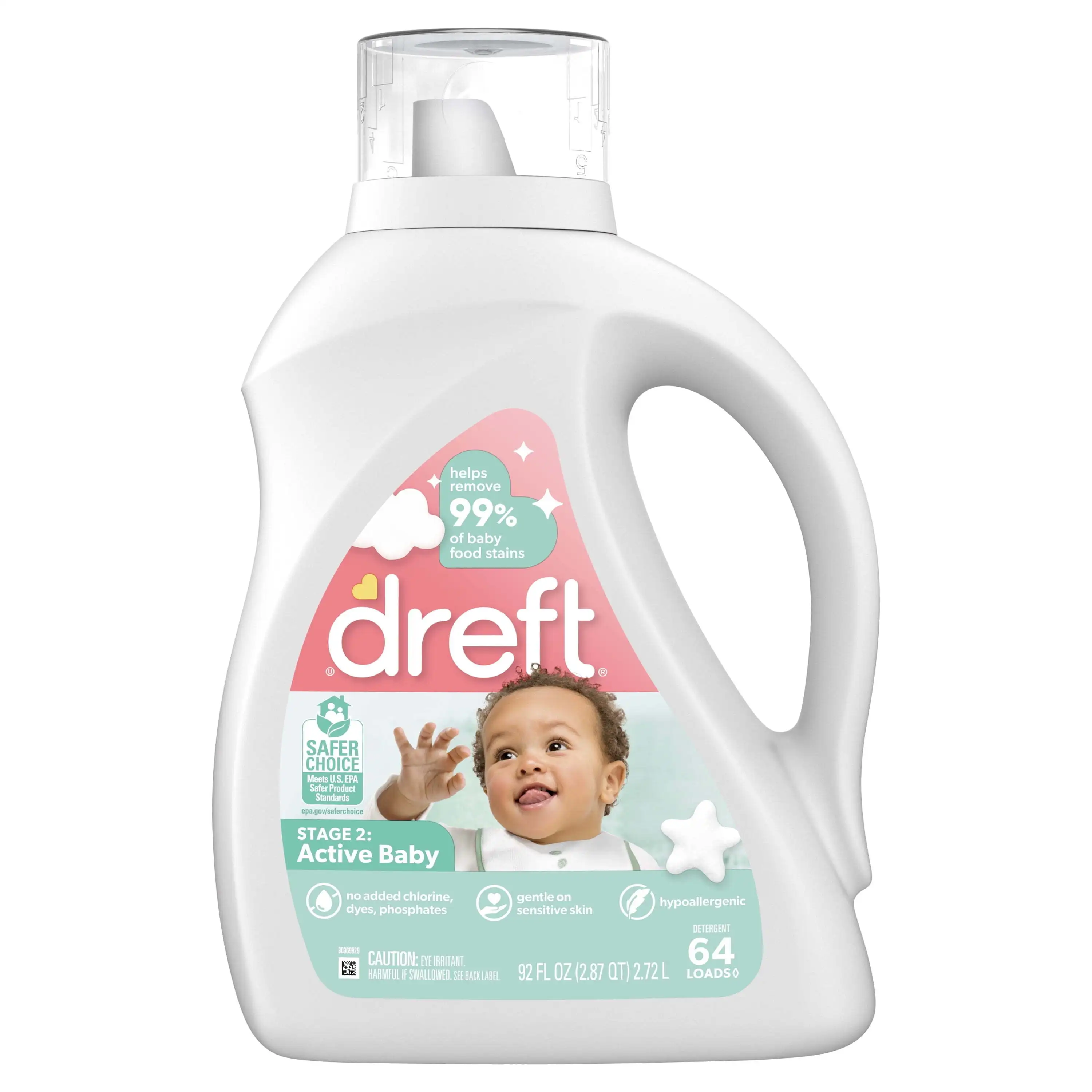 Active Baby Liquid Laundry Detergent Sensitive Skin Hypoallergenic 64 Loads 92 Fl Oz Powerful Yet Gentle Formula